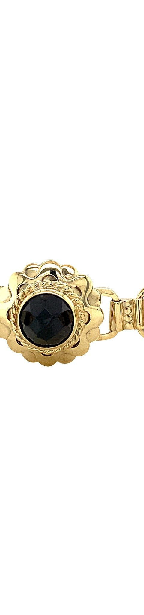 Vintage 14K Gold Boat Link Bracelet with Garnet